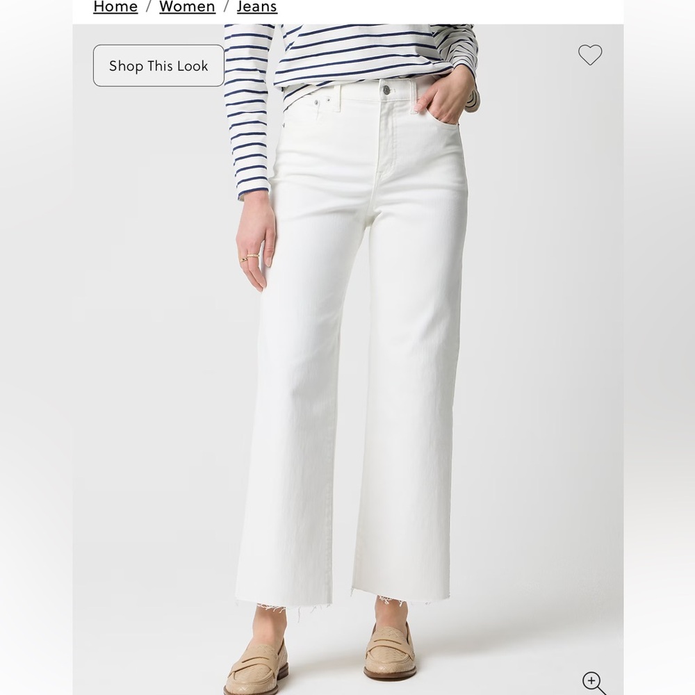 J. Crew White Cropped Wide-Leg Jeans